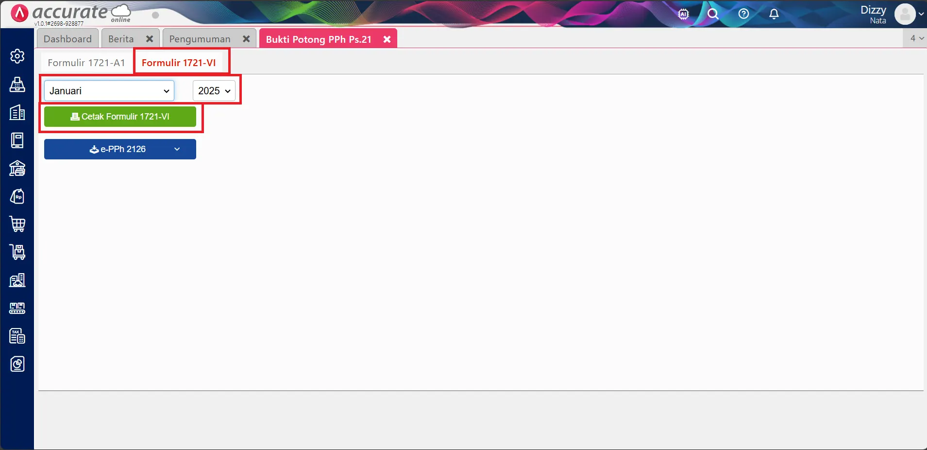 bukti potong pph21 Accurate